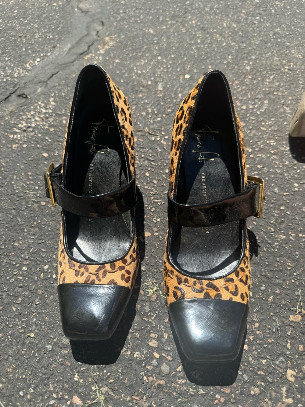 Franco Sarto Leopard-Print Mary Jane Pumps with Black Cap Toe